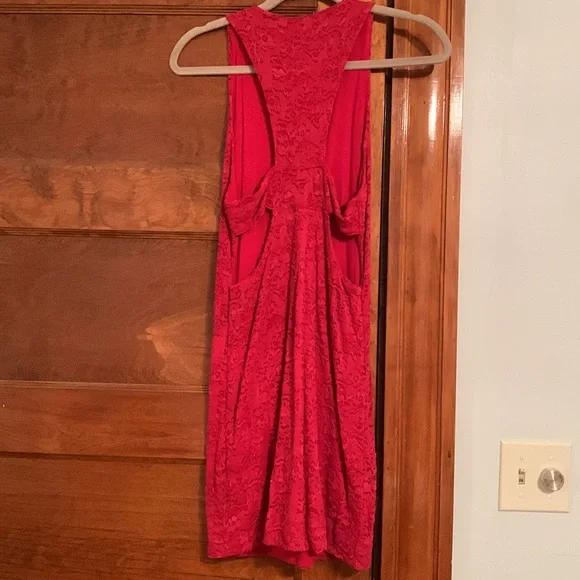 Free People Dress - Red Lace Overlay - Cut out in back - Size XS - Picture 3 of 5